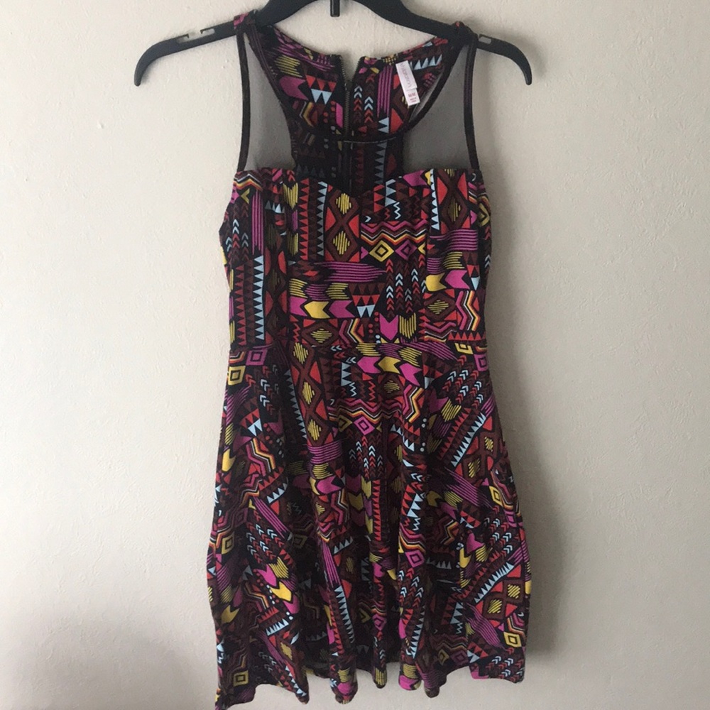 Bright Aztec printed dress
